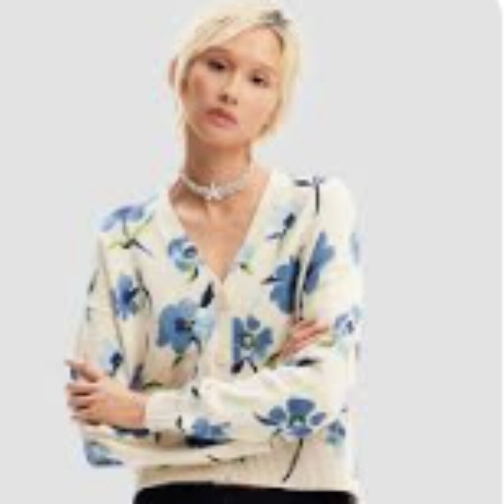 Desigual Floral Caridgan - Size Small - White - New with Tags